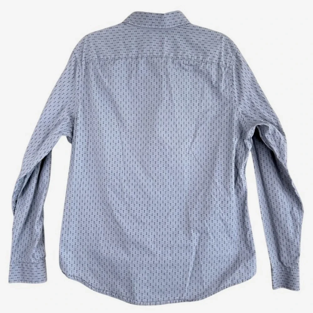 Goodfellow & Co Mens Slim Fit Button Up Shirt Size L Gray Hammers All Over Print